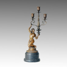 Candleholder Statue Nude Female Bronze Sculpture Tpch-015